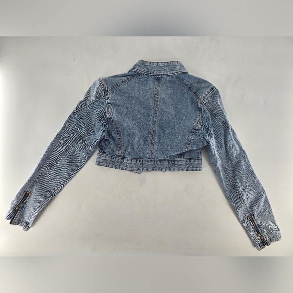 Pull&Bear Blue Cropped Denim Jacket - Picture 4 of 6